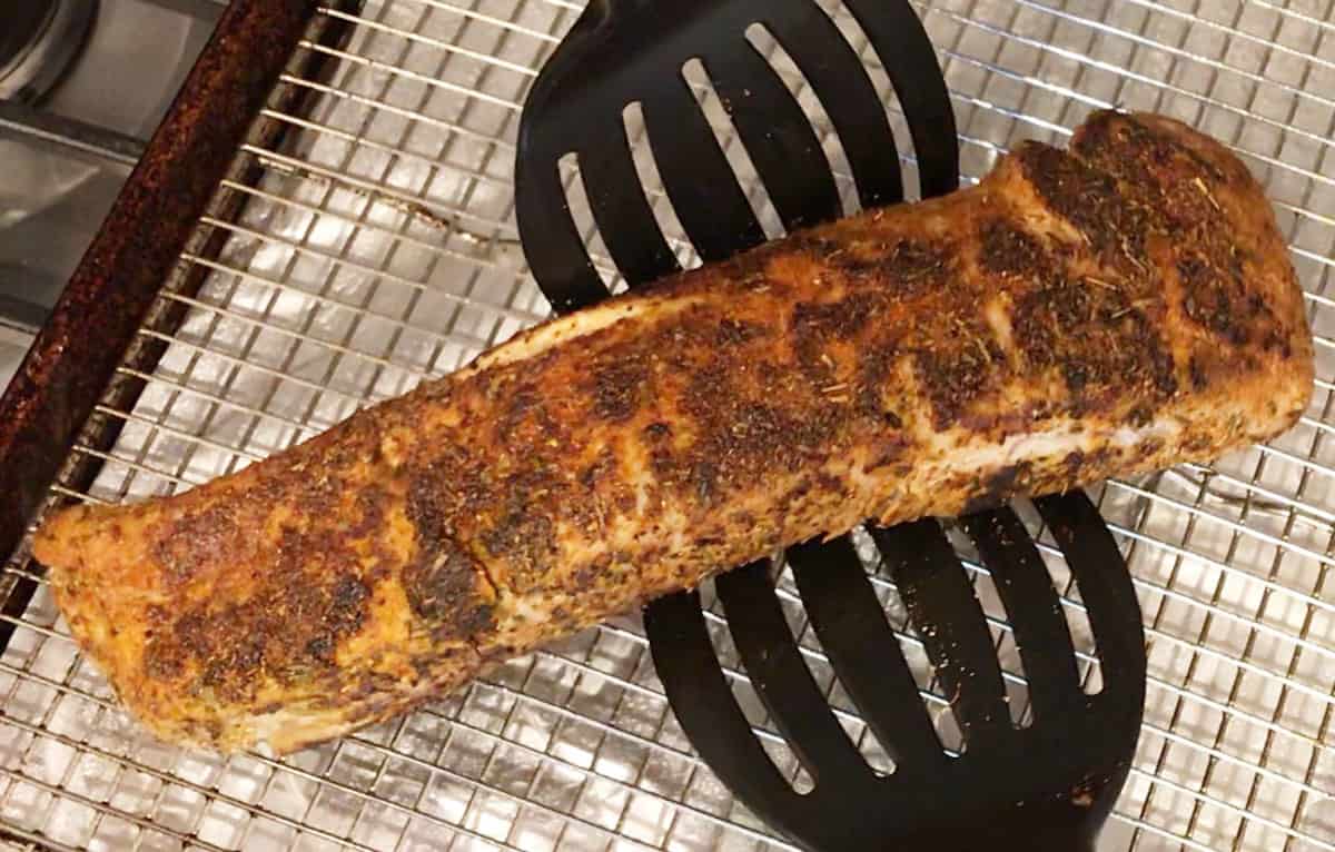 A seared pork tenderloin demonstrates the Maillard reaction.