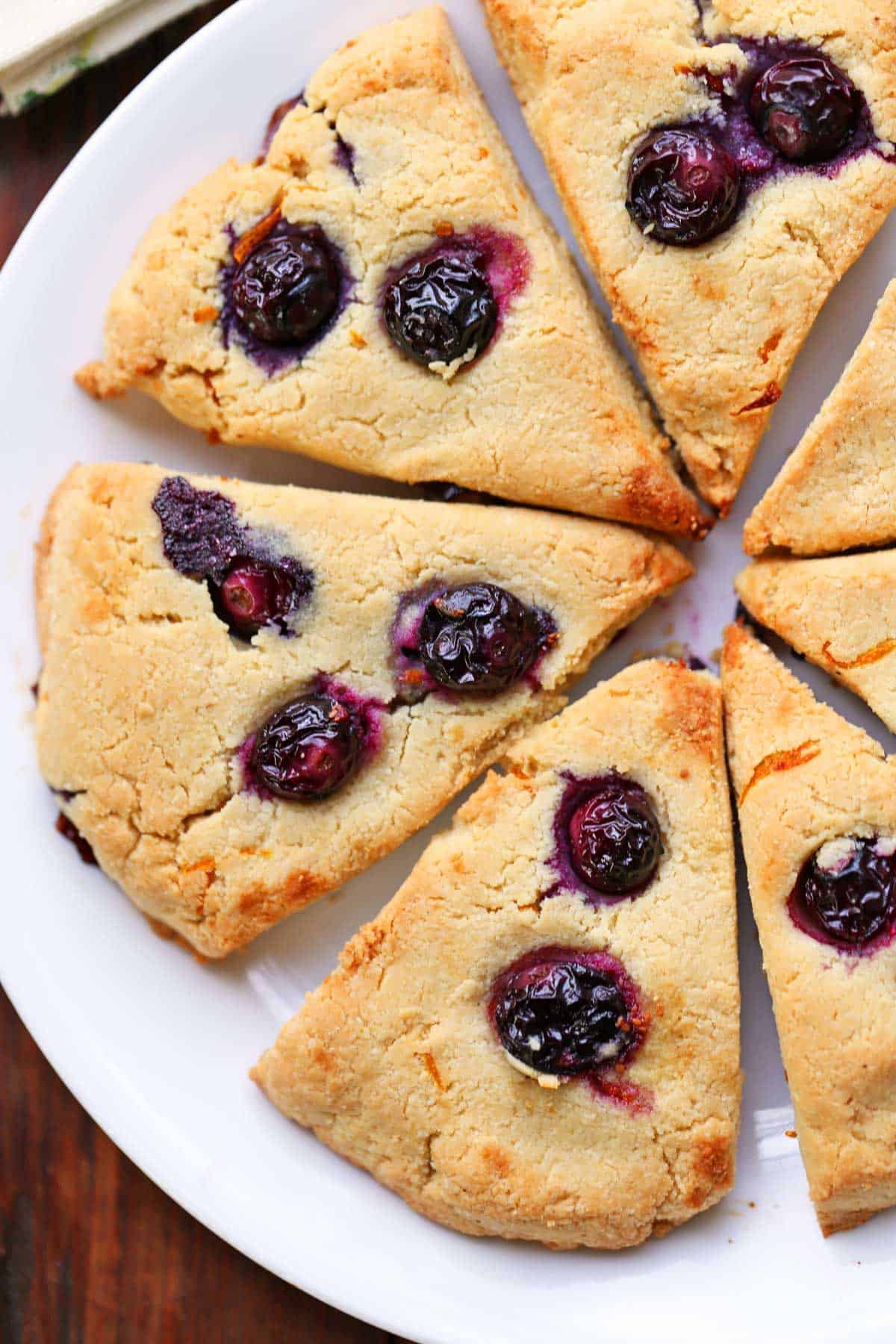 Keto scones are served on a white plate. 