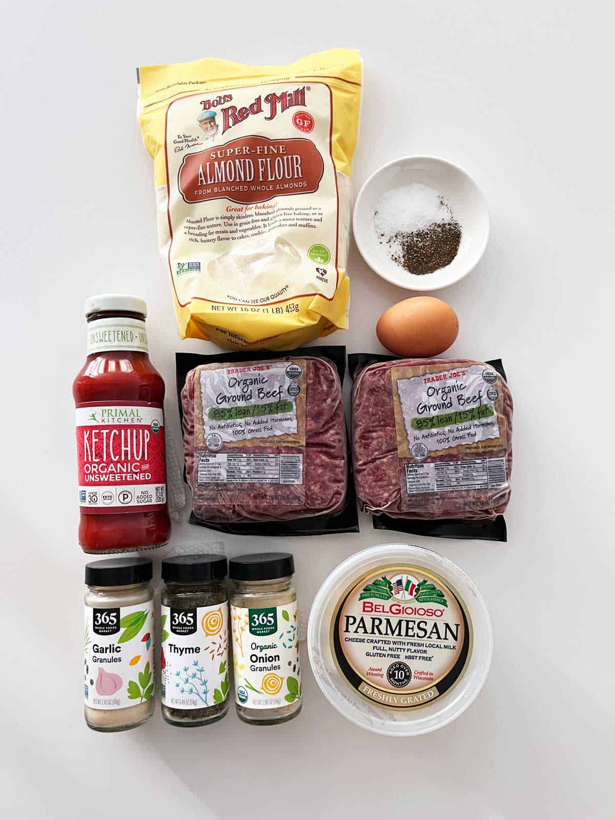 The ingredients needed to make a keto meatloaf.