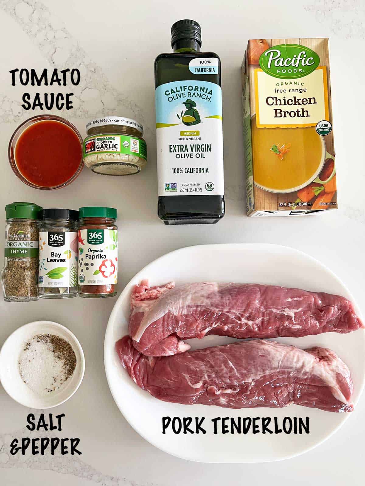 The ingredients needed to make a pork stew. 