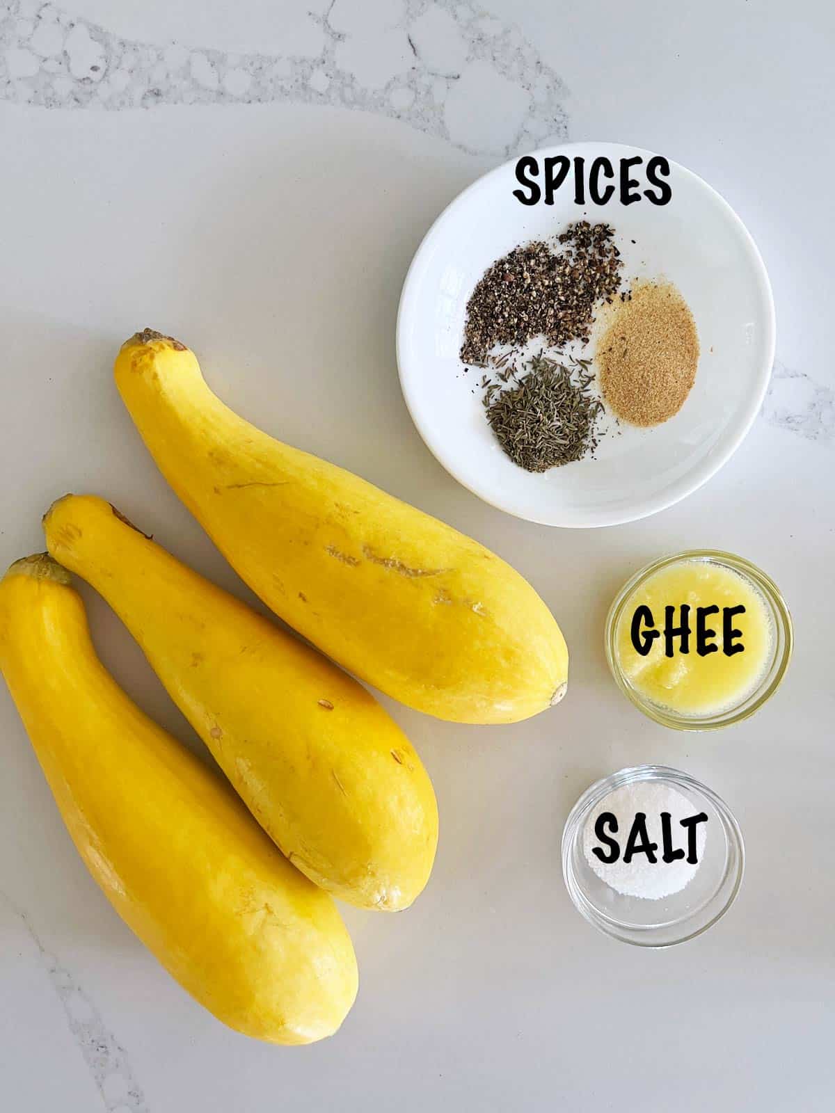 The ingredients needed to make roasted squash.