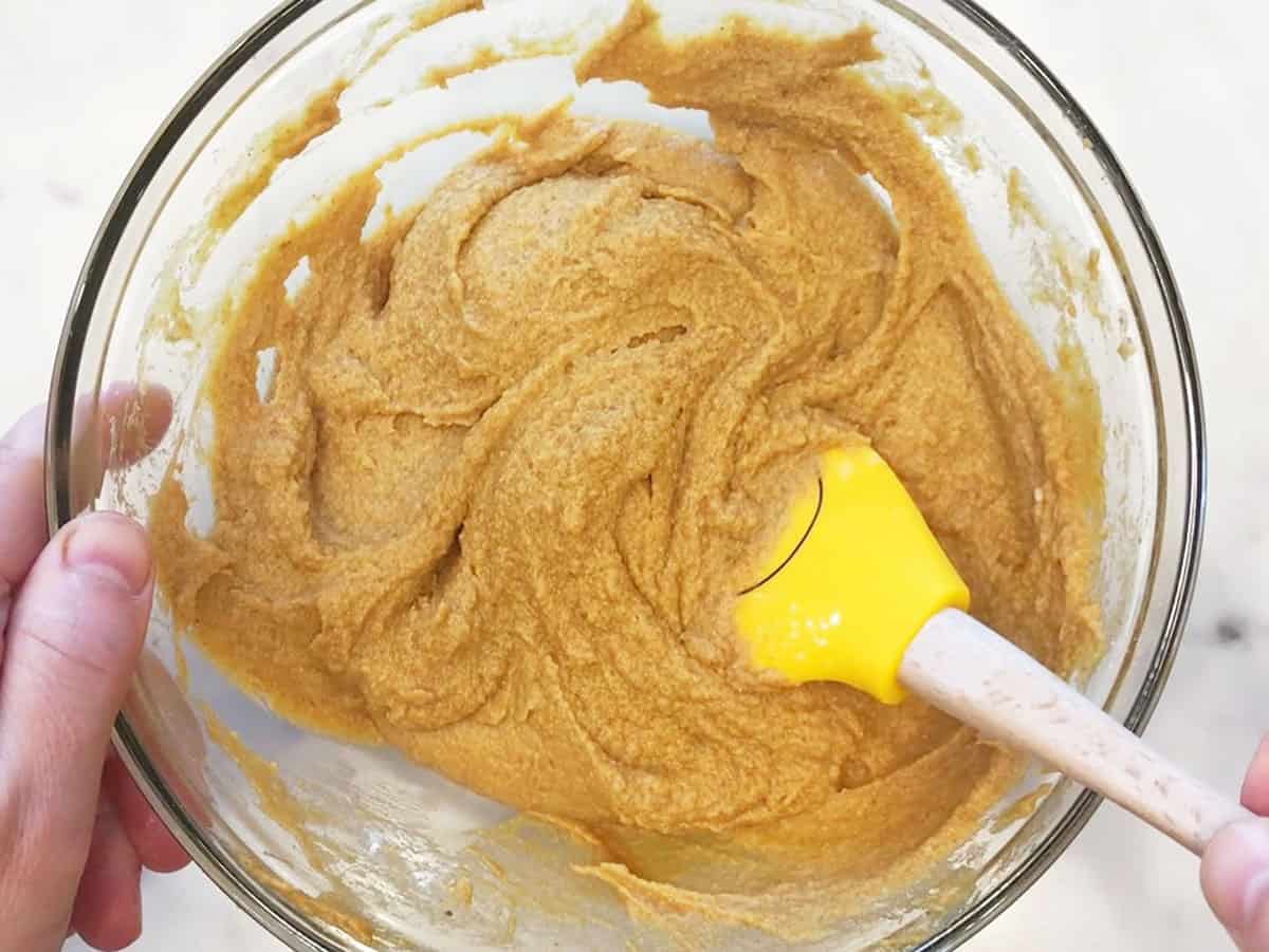 Mixing in the coconut flour.