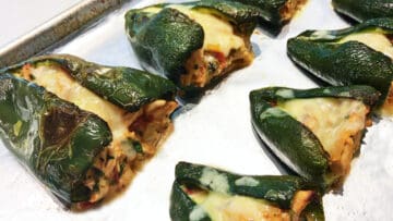 The stuffed poblanos are ready.