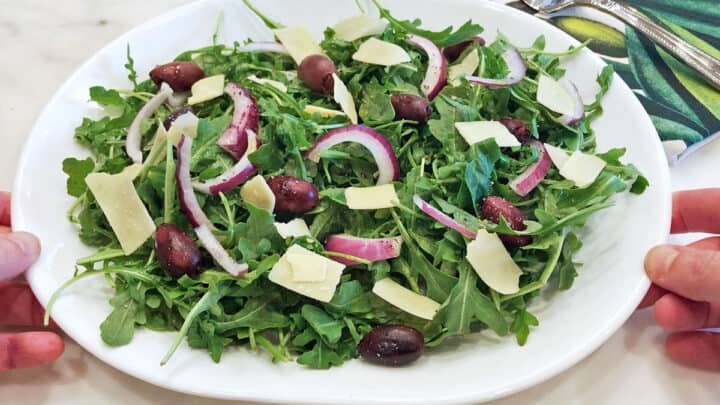 The salad is brought to the table.