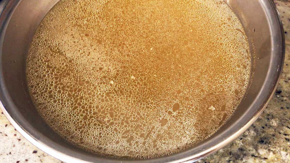 The broth after it's been strained.