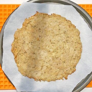 The crust when it's fully baked and ready for toppings.