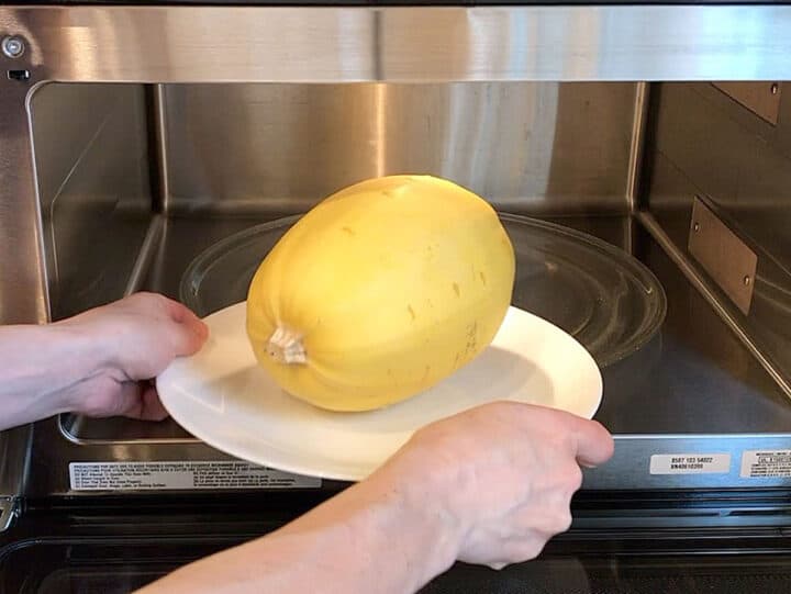 Microwaving the squash.