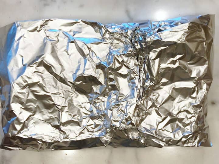 Brisket in a foil pouch.