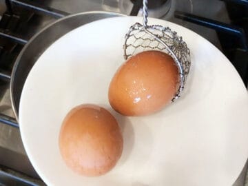 Removing the eggs from the water.