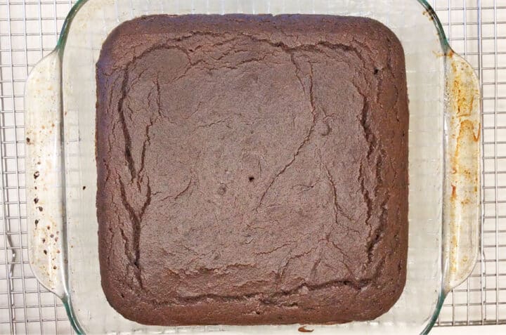 The cake is ready in the pan.