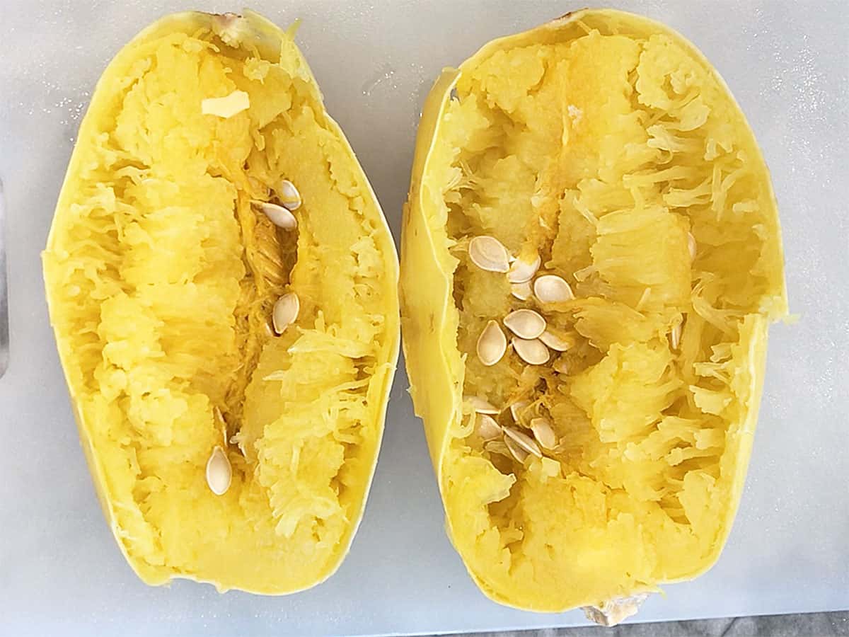 An overcooked spaghetti squash.