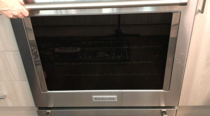 Preheating the oven.