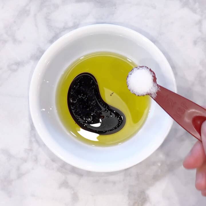 Mixing the marinade for the zucchini.