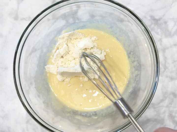 Adding the protein powder.