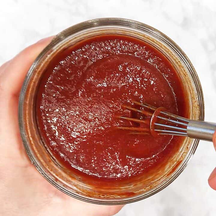 Mixing the BBQ sauce.
