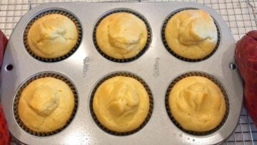 The cupcakes are ready in the pan.