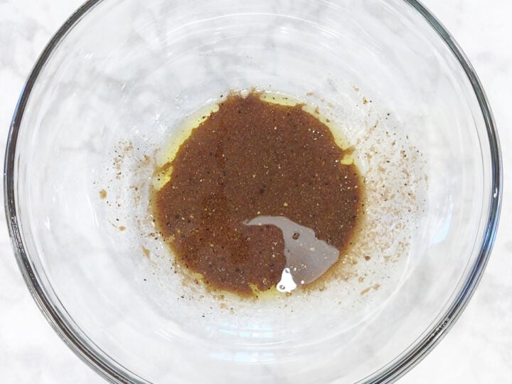 Mixing the marinade.