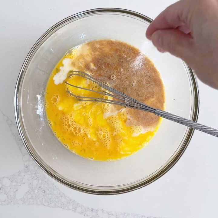 Adding milk, vanilla, stevia, and salt.