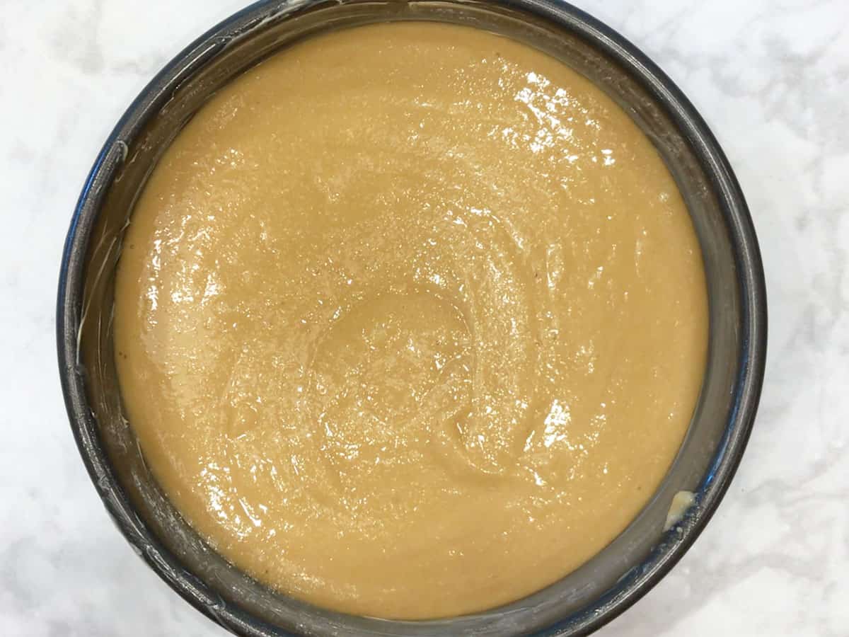 The batter was poured into the pan.