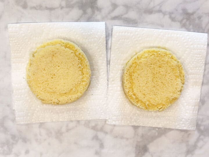 The bread was cut in half.