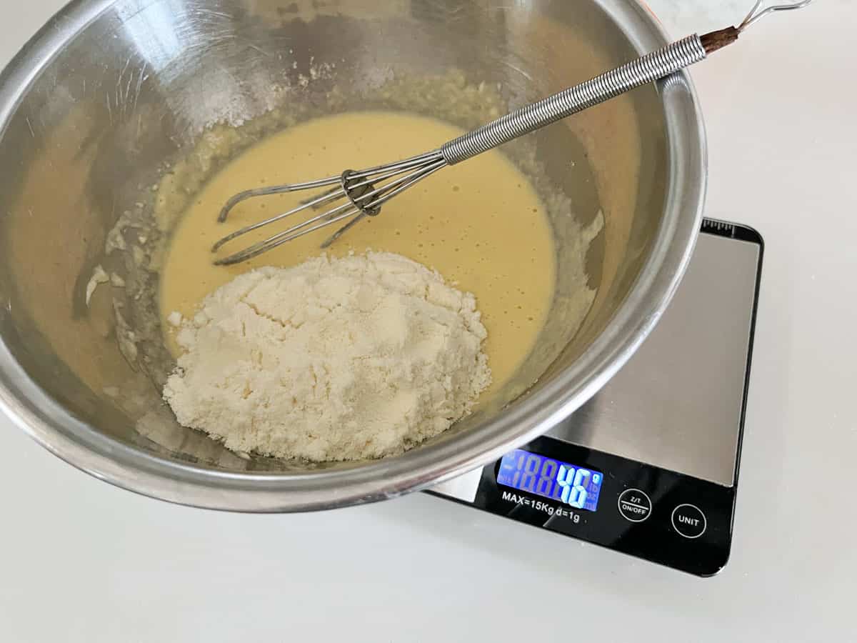 Weighing protein powder.