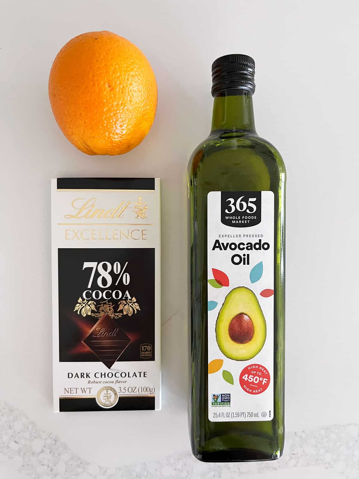 The ingredients needed for making chocolate-covered oranges.