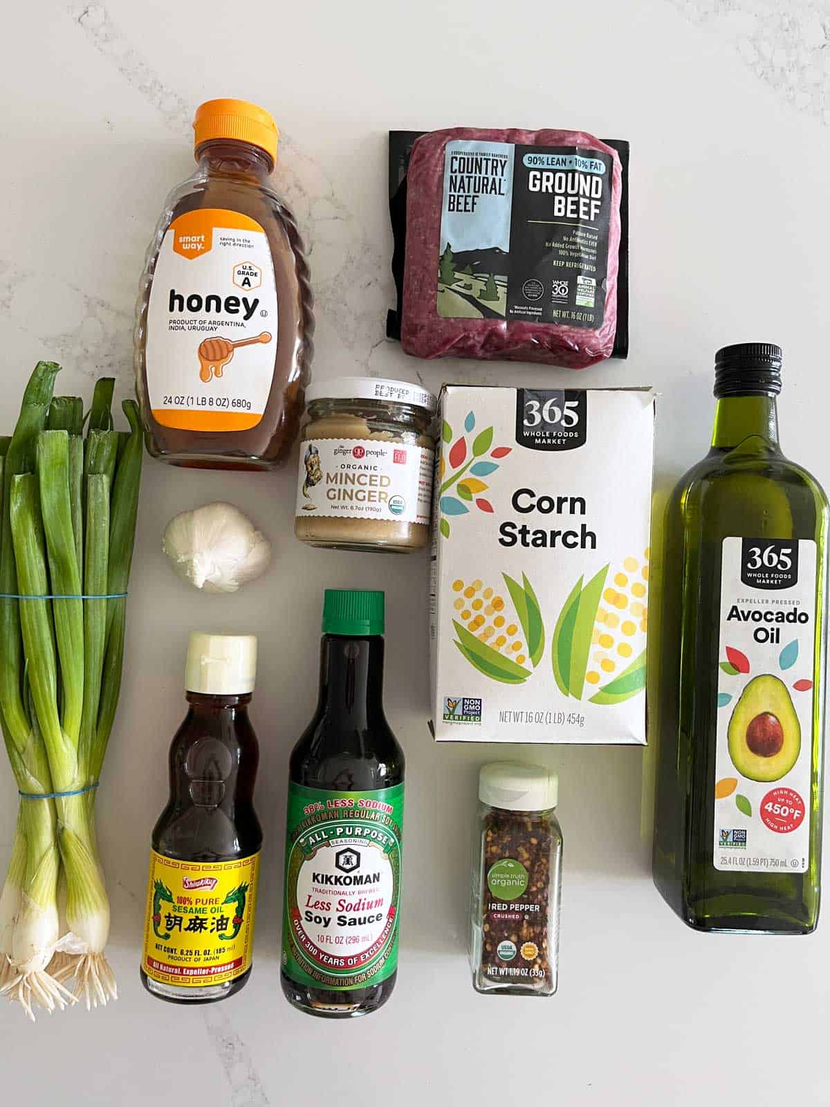 The ingredients needed to make Korean ground beef.