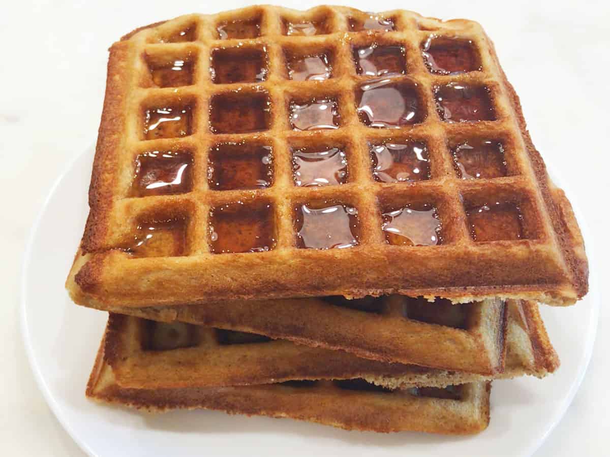 The waffles are served.