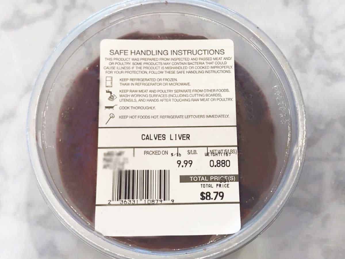 A package of calves liver.