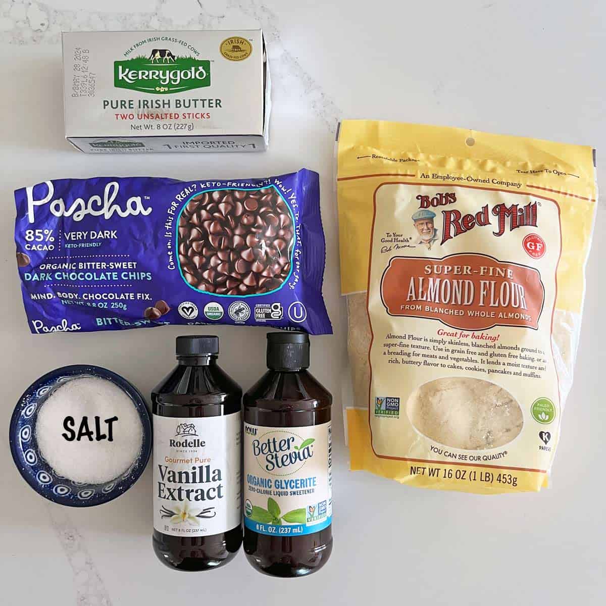 The ingredients needed to make keto cookie dough.