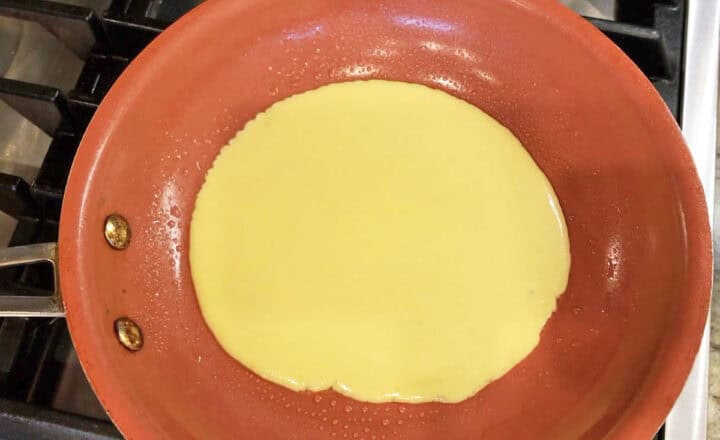 The batter was poured into the skillet.