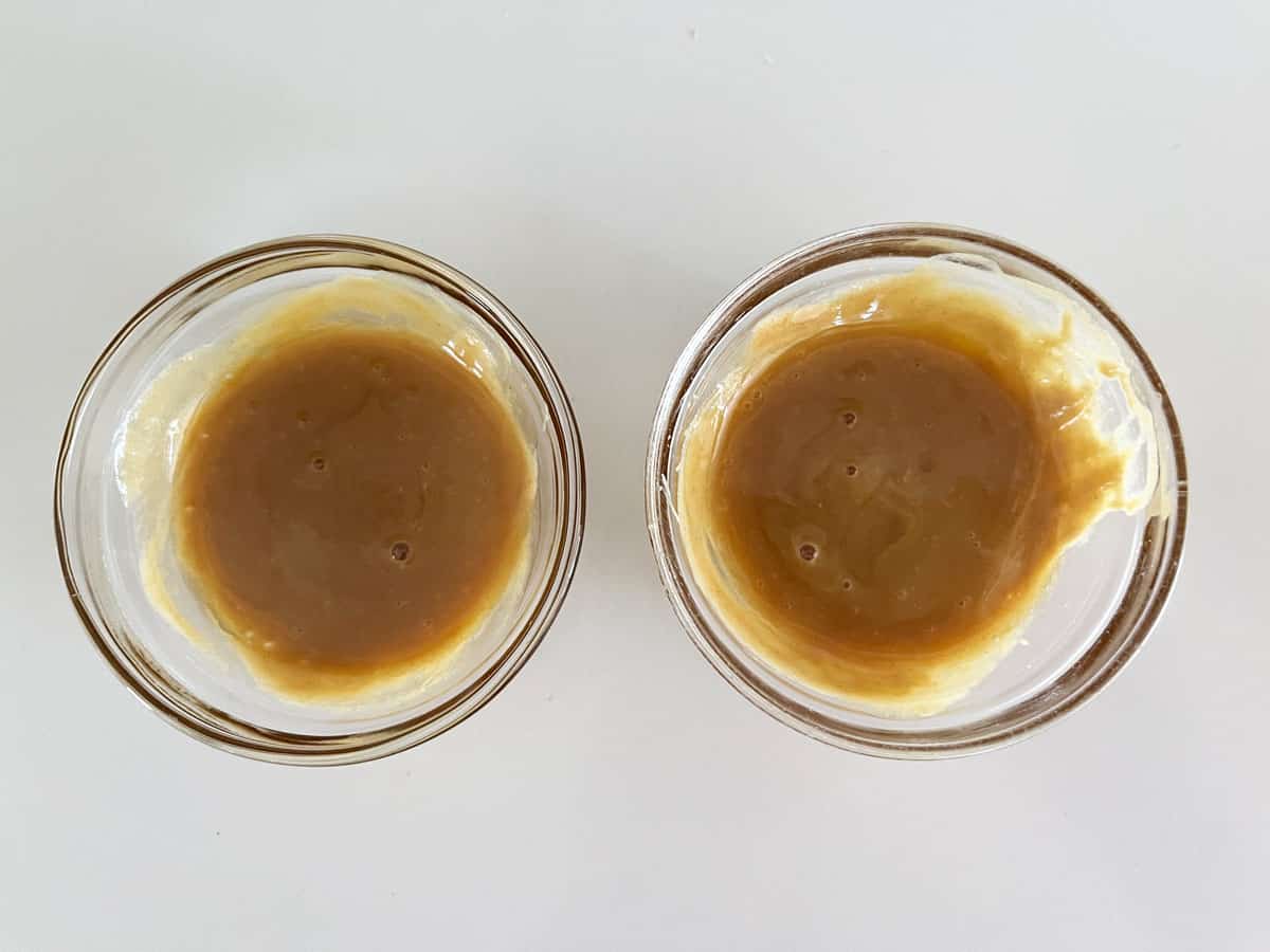 Two small bowls with glaze for the tenderloin.