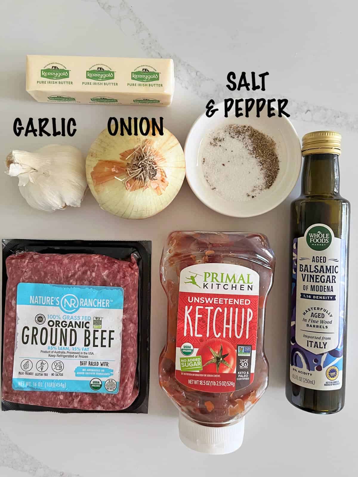 The ingredients needed to make keto sloppy joes.