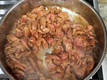 Cooking the beef.