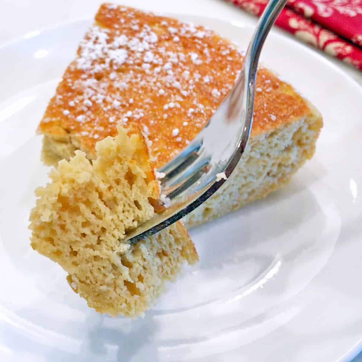 Showing off the cake's fluffy crumb.