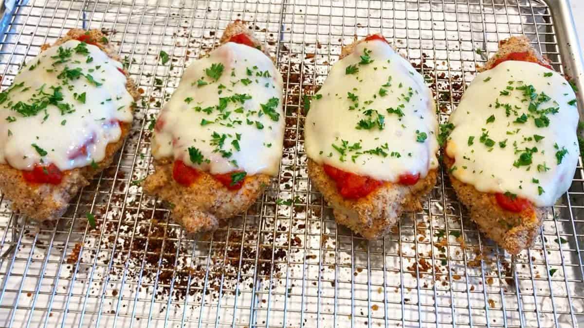 The chicken was garnished with parsley.