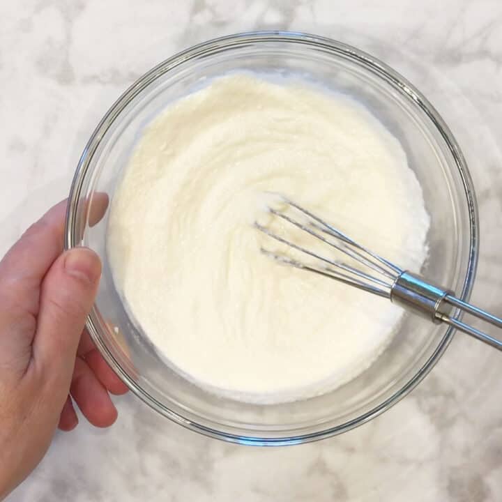 Mixing the ingredients.