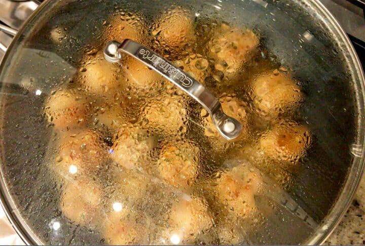 The skillet was covered with a lid.