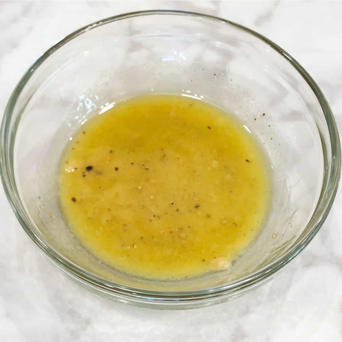 Salad dressing in a bowl.