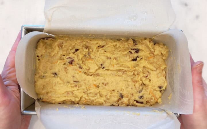 The cake batter was transferred to the pan.