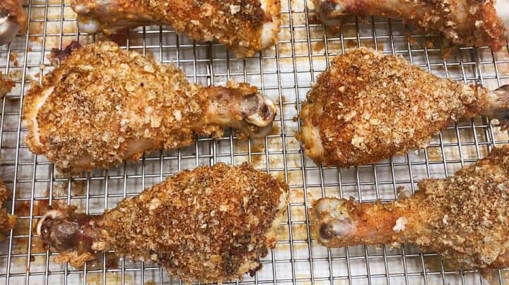 The chicken is ready in the pan.