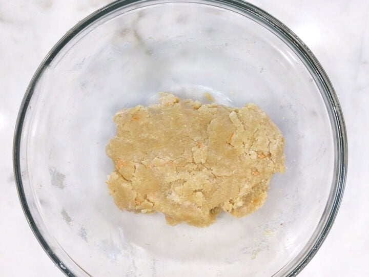 The dough is ready in a bowl.