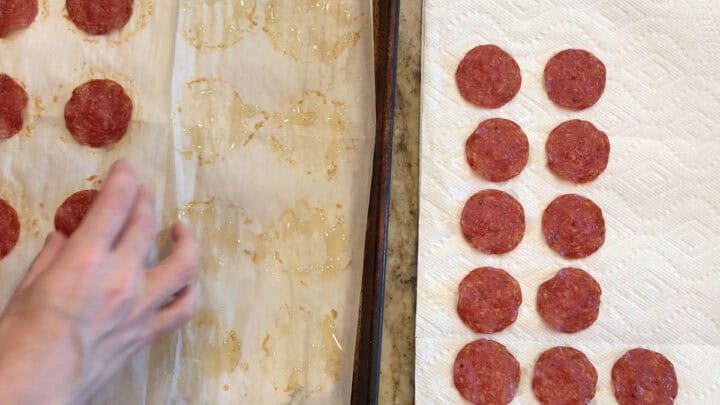 Transferring the chips to paper towels.