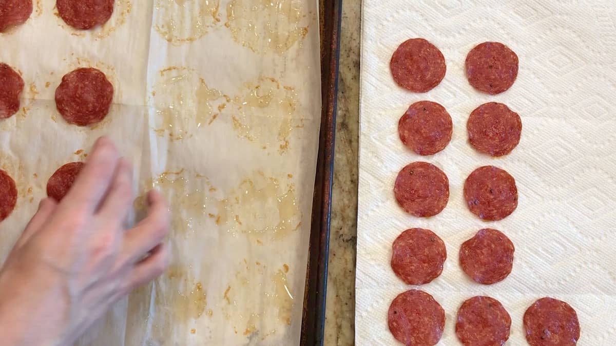 Transferring the chips to paper towels.