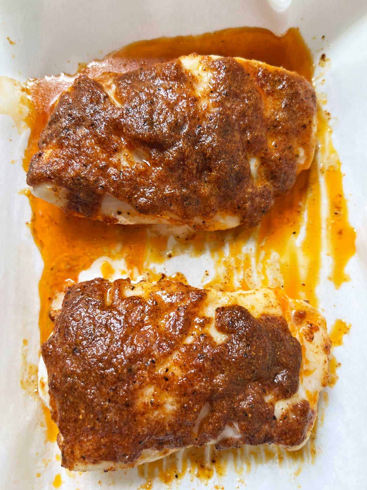 A spicy variation of baked cod.