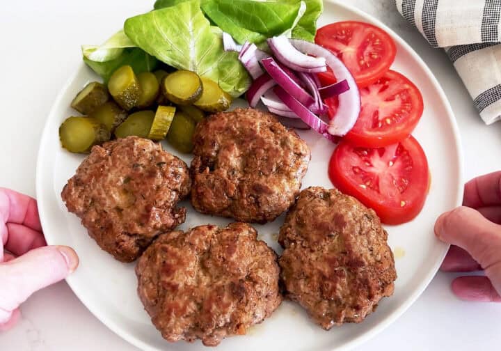 The burgers are served.