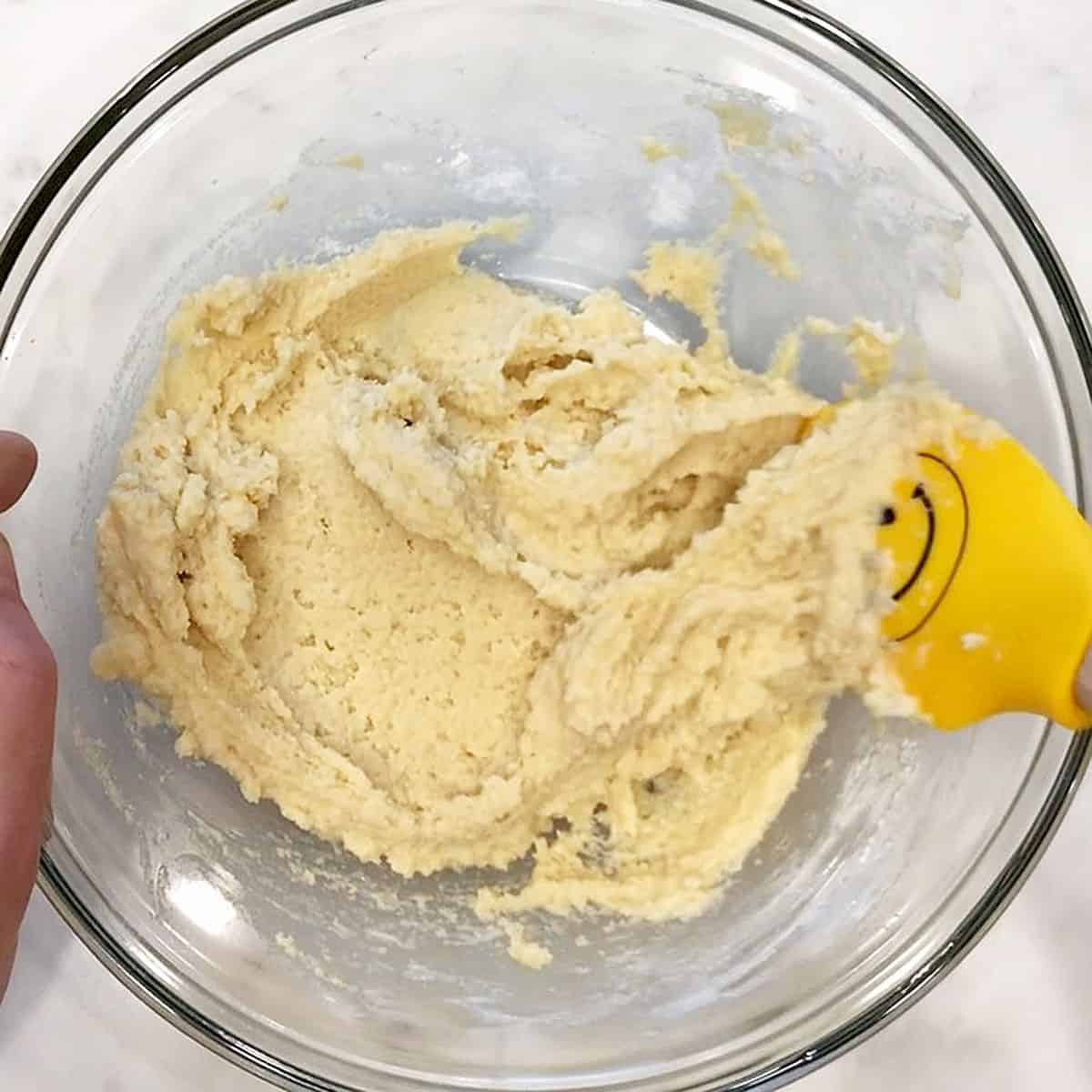 Thick batter in a bowl.