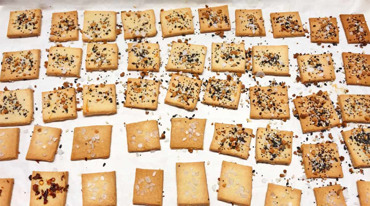 Crackers in edges are darker.