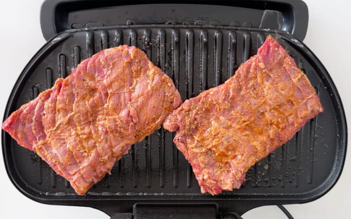Grilling a skirt steak.