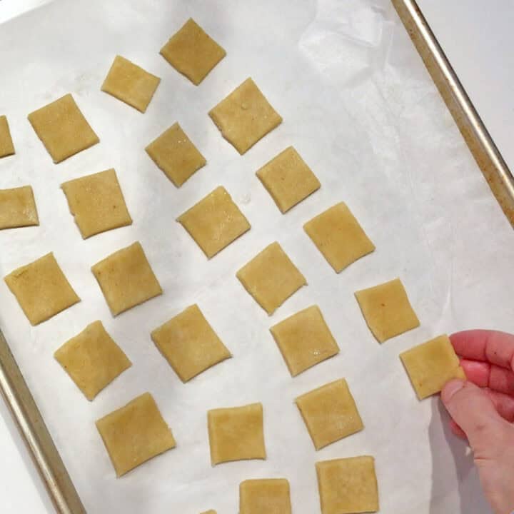 Separating the crackers.